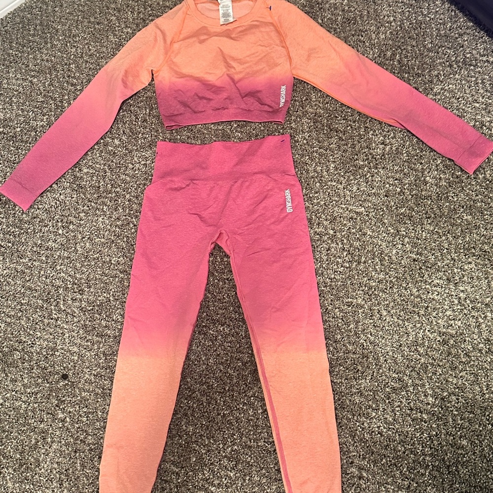 Gym Shark Pink and Orange Ombre Activewear Set